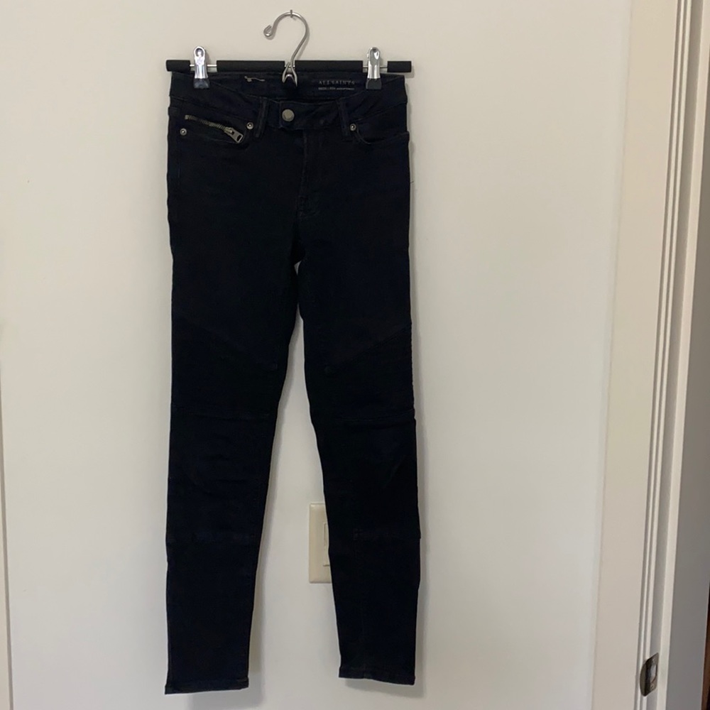 Black cropped AllSaints biker jeans